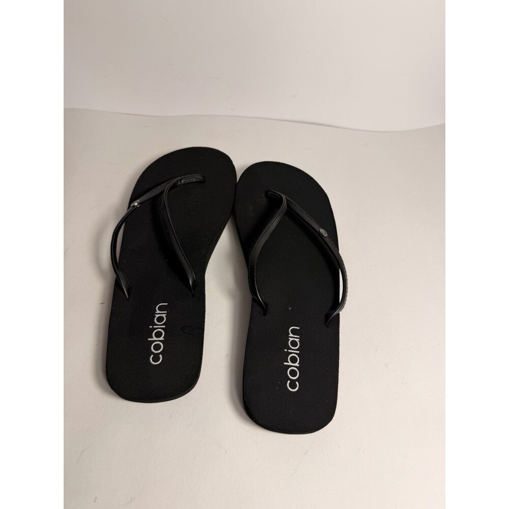 Cobian Women's Black Skinny Strap Comfort Cushion Flip Flop Sandals Size 8